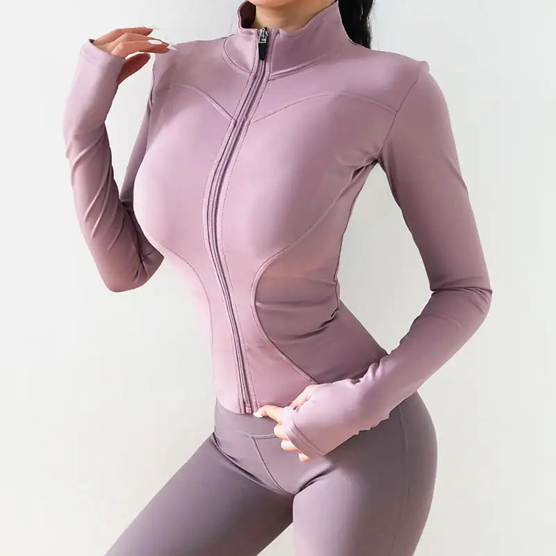Fitness Crop Top Sweatshirt and Gym Jacket